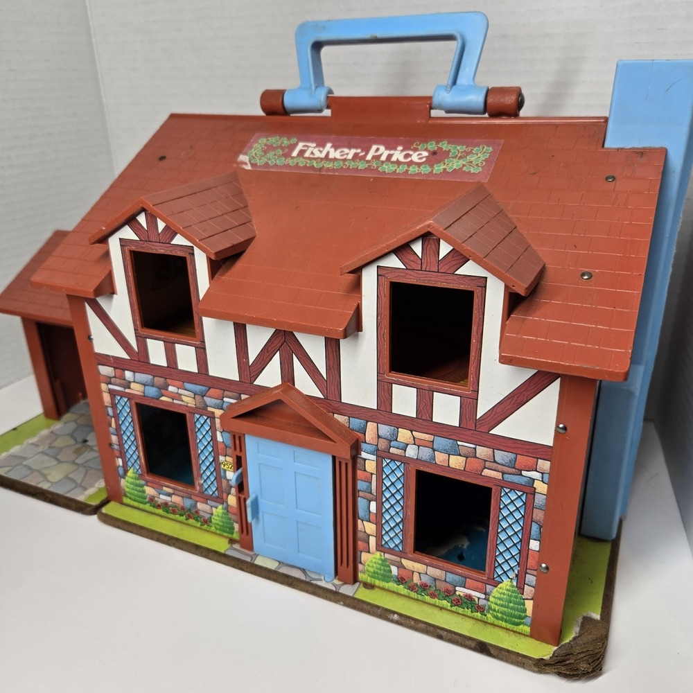 1969 Vtg Fisher Price Little People Play Family #952 Brown Tudor House Only EUC